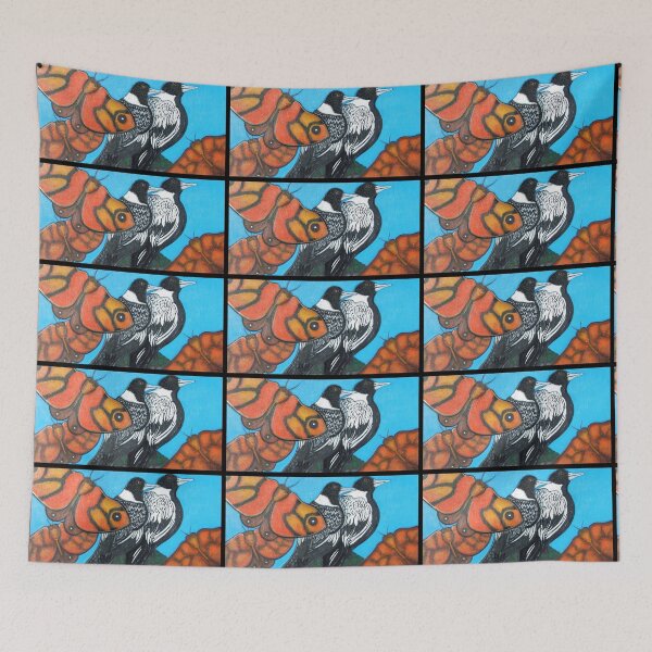 Item preview, Magpie birds and Butterflies designed and sold by amanda metalcat dodds.
