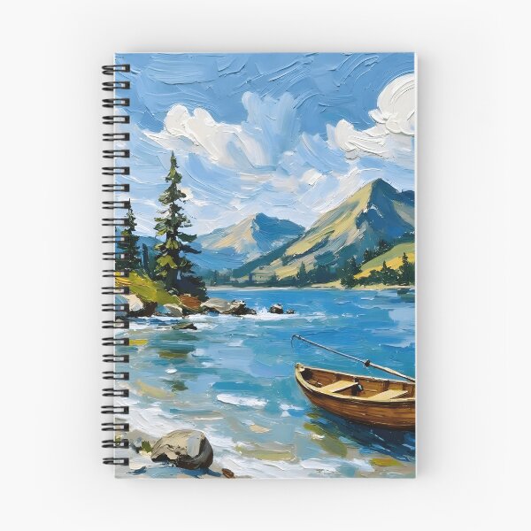Item preview,  Serene Mountain Lake & Wooden Canoe Oil Painting designed and sold by BackwoodsFeral.