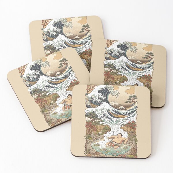 Item preview, Japanese vintage design Great Wave off Kanagawa Sumo Wrestler in Onsen designed and sold by Rhu Creations.