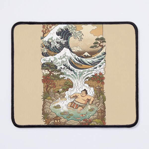 Item preview, Japanese vintage design Great Wave off Kanagawa Sumo Wrestler in Onsen designed and sold by Rhu Creations.