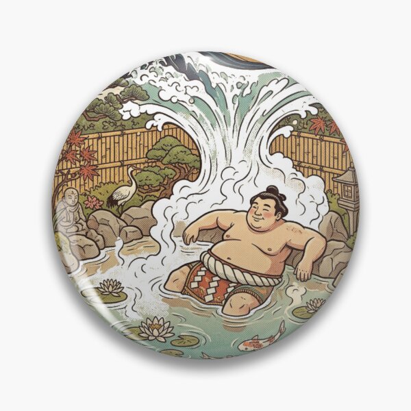Item preview, Japanese vintage design Great Wave off Kanagawa Sumo Wrestler in Onsen designed and sold by Rhu Creations.