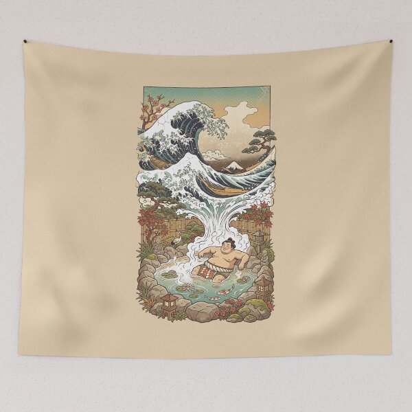 Item preview, Japanese vintage design Great Wave off Kanagawa Sumo Wrestler in Onsen designed and sold by Rhu Creations.
