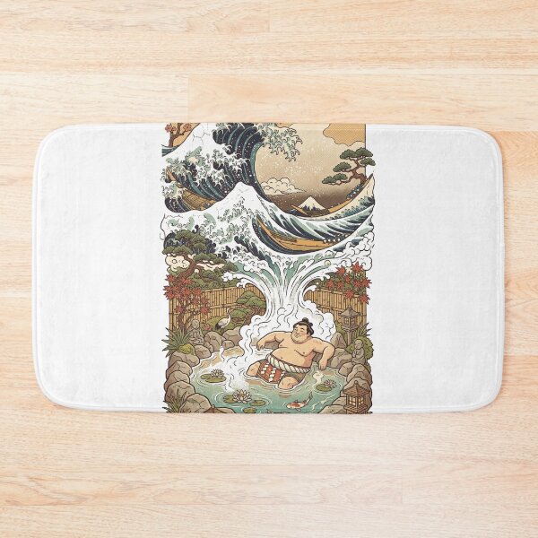 Item preview, Japanese vintage design Great Wave off Kanagawa Sumo Wrestler in Onsen designed and sold by Rhu Creations.