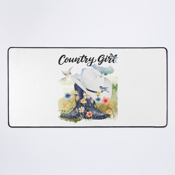 Item preview, Country Girl with Cowboy Boots, Wildflowers, Birds & Meadow Background designed and sold by JeweledDesigns.