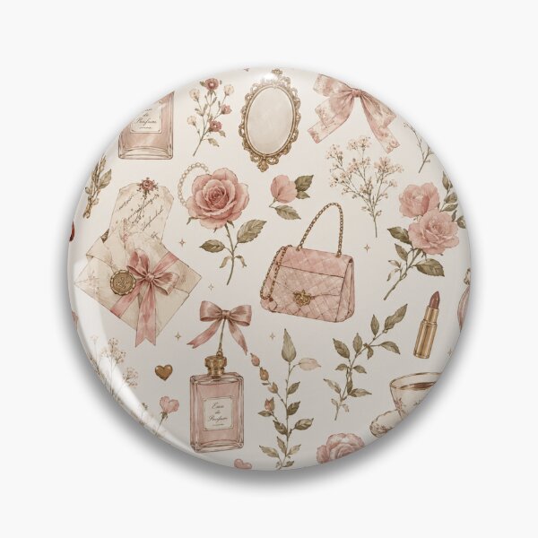 Item preview, Coquette Pink Roses and Vintage Perfume Aesthetic Pattern designed and sold by NinaVibeStudio.