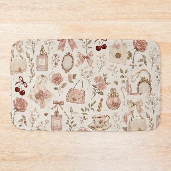 Item preview, Coquette Pink Roses and Vintage Perfume Aesthetic Pattern designed and sold by NinaVibeStudio.
