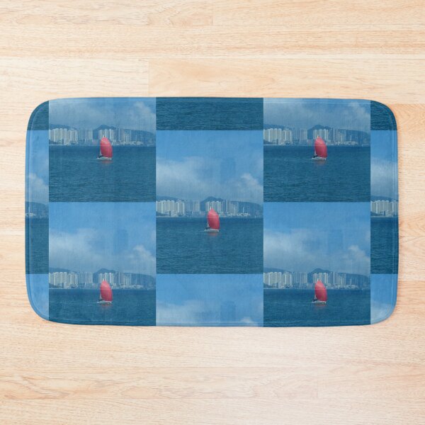 Item preview, Red Sailboat in Hong Kong Harbour – Maritime Landscape Photography designed and sold by pbchan.
