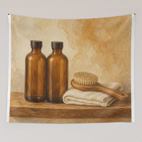 Item preview, Amber Oil Bottles Watercolour Farmhouse designed and sold by GoldenHourWalls.