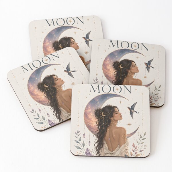 Item preview, Born Under the Moon – Celestial Woman, Moon & Crystal Boho Aesthetic designed and sold by OlgaLuna_design.