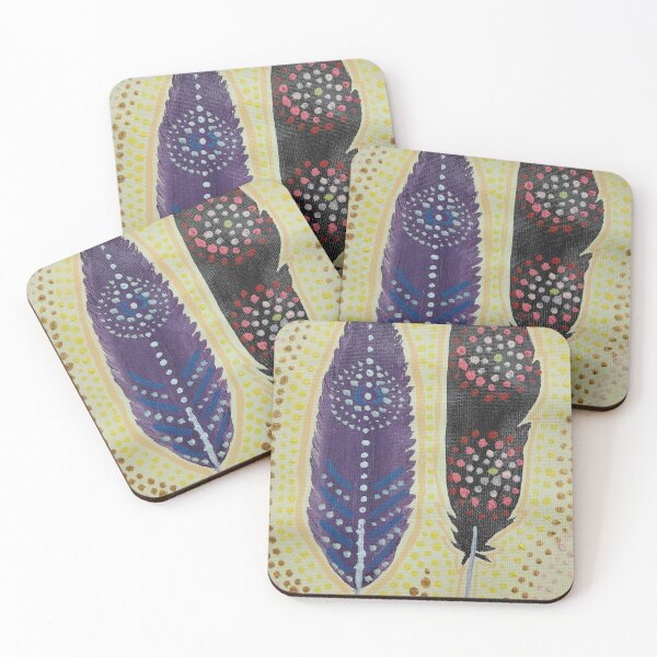 Item preview, Dot Art Feathers – Purple and Black Aboriginal-Style Painting designed and sold by pbchan.