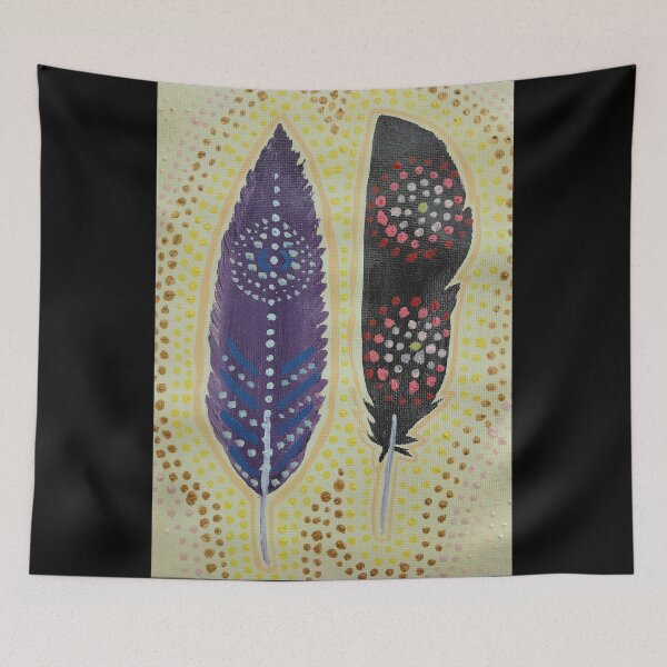 Item preview, Dot Art Feathers – Purple and Black Aboriginal-Style Painting designed and sold by pbchan.