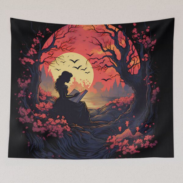 Item preview, Dark Fairy Tale Reading Under the Moon – Enchanted Forest Fantasy designed and sold by BrandonArtWorld.