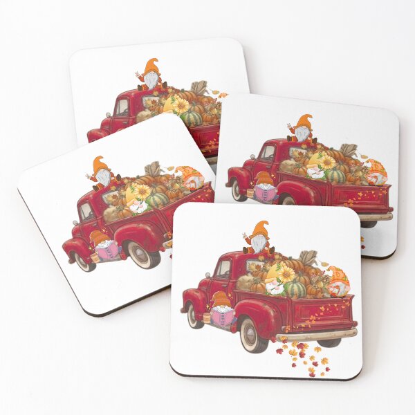Item preview, Vintage Red Truck with Autumn Gnomes and Pumpkins  designed and sold by VibranPalette.