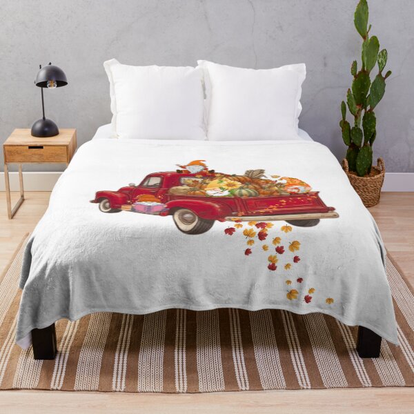 Item preview, Vintage Red Truck with Autumn Gnomes and Pumpkins designed and sold by VibranPalette.
