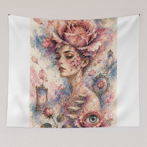 Item preview, Surrealist rose watercolor — floral dream designed and sold by Axokris.