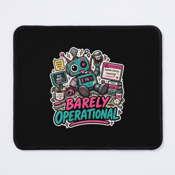 Item preview, Barely Operational – Cute Malfunctioning Robot Chaos designed and sold by Brave Little Mess Club.