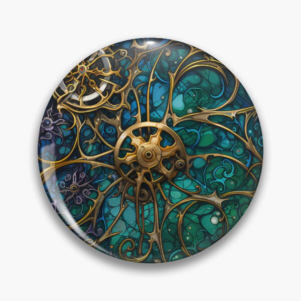 Item preview, Steampunk Stained Glass Flowers – Vintage Clockwork Fantasy Art designed and sold by BrandonArtWorld.