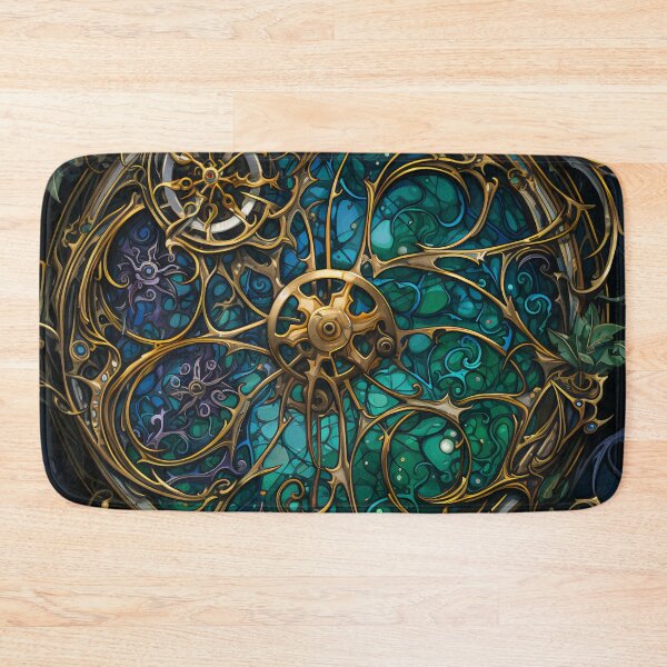 Item preview, Steampunk Stained Glass Flowers – Vintage Clockwork Fantasy Art designed and sold by BrandonArtWorld.
