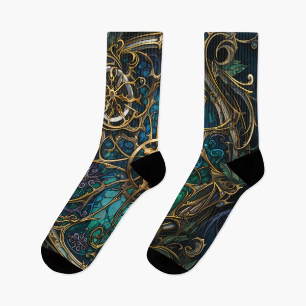 Item preview, Steampunk Stained Glass Flowers – Vintage Clockwork Fantasy Art designed and sold by BrandonArtWorld.
