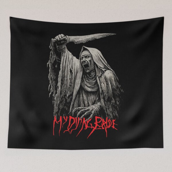 Item preview, screaming nun holding knife dark fantasy horror designed and sold by MonteHenry76.