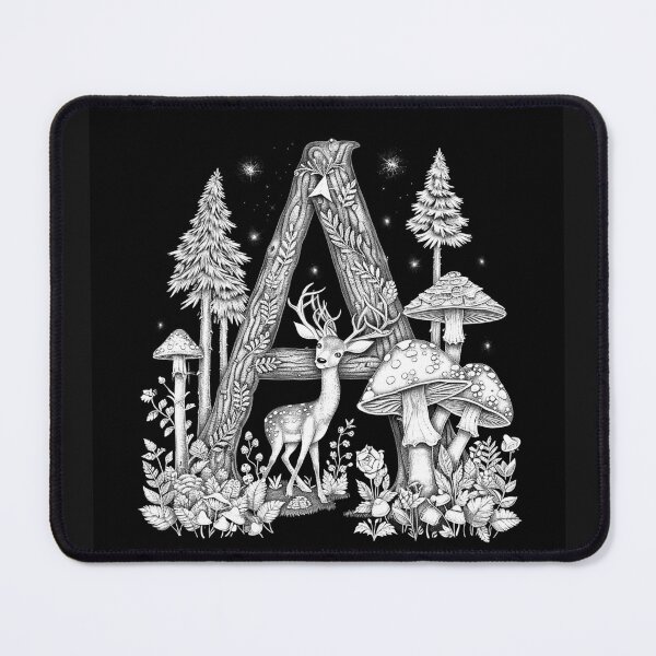 Item preview, Woodland Letter A with Deer and Mushrooms Enchanted Forest Alphabet Art designed and sold by inkoutninja.