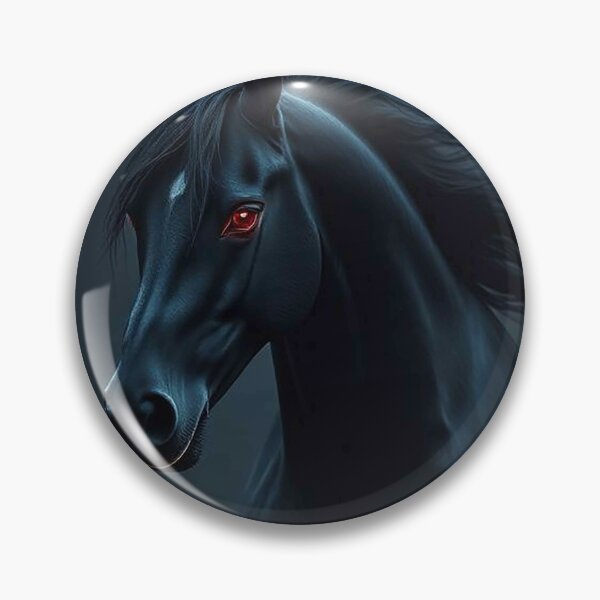 Item preview, Black Stallion with Glowing Red Eyes – Mystical Dark Horse Portrait designed and sold by MFMart.