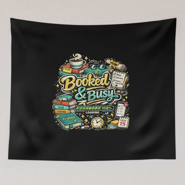Item preview, Booked & Busy – Funny Productivity Coffee Book Lover Design designed and sold by RJACreative.