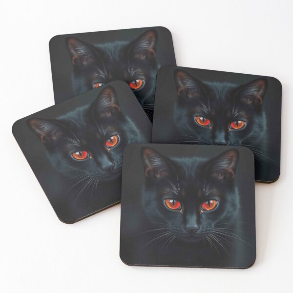 Item preview, Black Cat with Fiery Orange Eyes – Intense Mystical Feline Portrait designed and sold by MFMart.