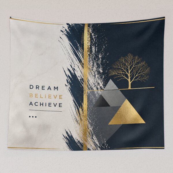 Item preview, Dream Believe Achieve – Elegant Gold & Navy Inspirational Art designed and sold by Punch-E415.
