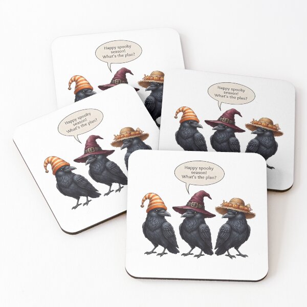 Item preview, "Happy Spooky Season! What's the plan?" Raven Trio -  designed and sold by VibranPalette.
