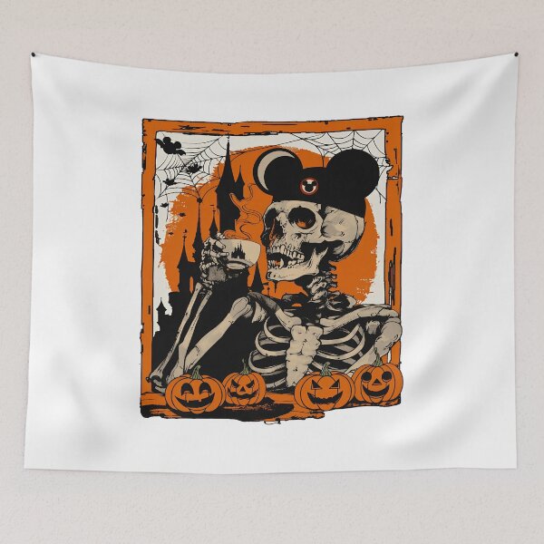 Item preview, Vintage Halloween Mouse Skull Skeleton Spooky Night Artwork designed and sold by NicoleBai12317.