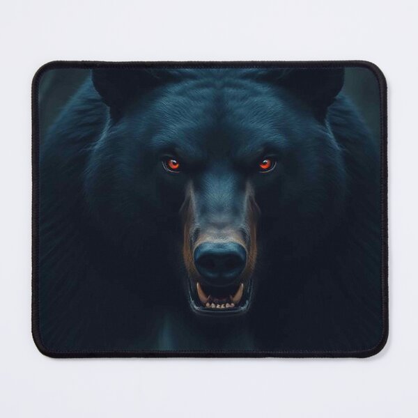 Item preview, Black Bear with Glowing Red Eyes – Fierce Dark Predator Portrait designed and sold by MFMart.