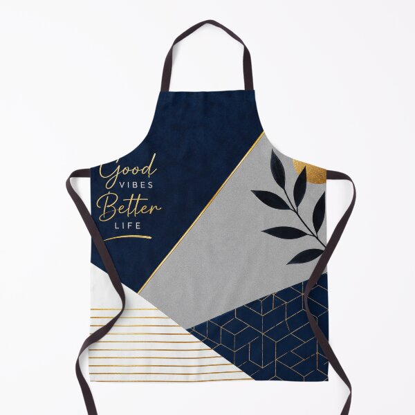 Item preview, Good Vibes Better Life – Elegant Navy & Gold Botanical Abstract Design designed and sold by Punch-E415.