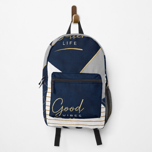 Item preview, Good Vibes Better Life – Elegant Navy & Gold Botanical Abstract Design designed and sold by Punch-E415.