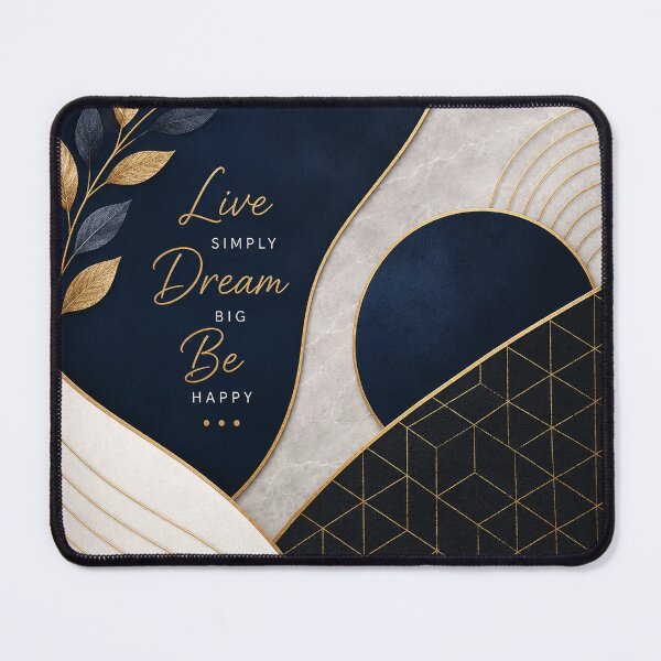 Item preview, Live Simply Dream Big Be Happy – Elegant Navy & Gold Geometric Botanical Design designed and sold by Punch-E415.