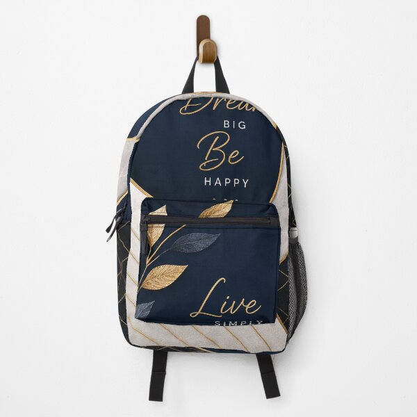 Item preview, Live Simply Dream Big Be Happy – Elegant Navy & Gold Geometric Botanical Design designed and sold by Punch-E415.
