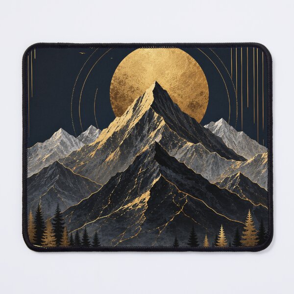 Item preview, Golden Mountain Sunset – Black & Gold Alpine Landscape designed and sold by Punch-E415.