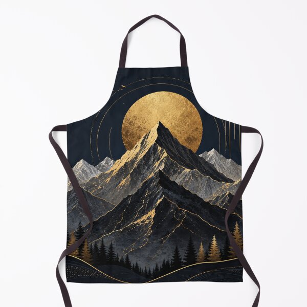 Item preview, Golden Mountain Sunset – Black & Gold Alpine Landscape designed and sold by Punch-E415.