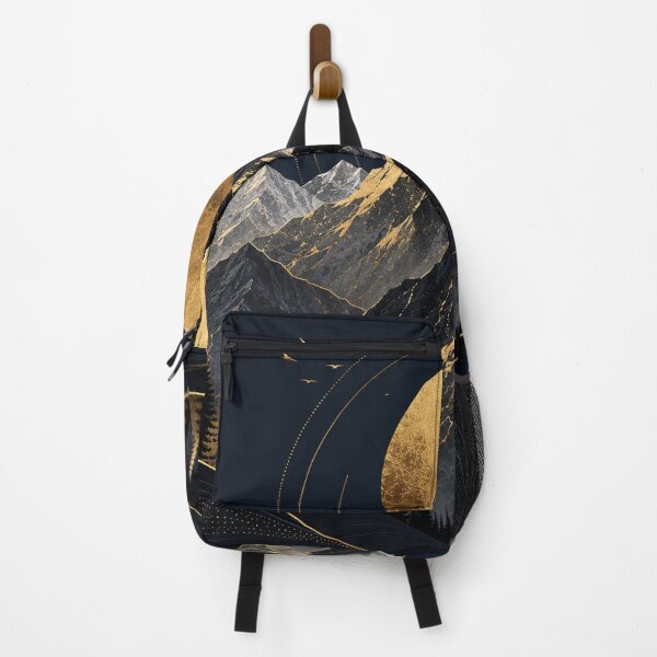 Item preview, Golden Mountain Sunset – Black & Gold Alpine Landscape designed and sold by Punch-E415.