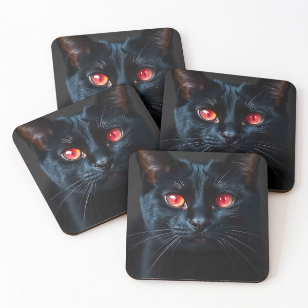 Item preview, Black Cat with Piercing Red Eyes – Hypnotic Dark Feline Portrait designed and sold by MFMart.