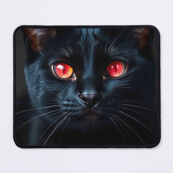 Item preview, Black Cat with Piercing Red Eyes – Hypnotic Dark Feline Portrait designed and sold by MFMart.
