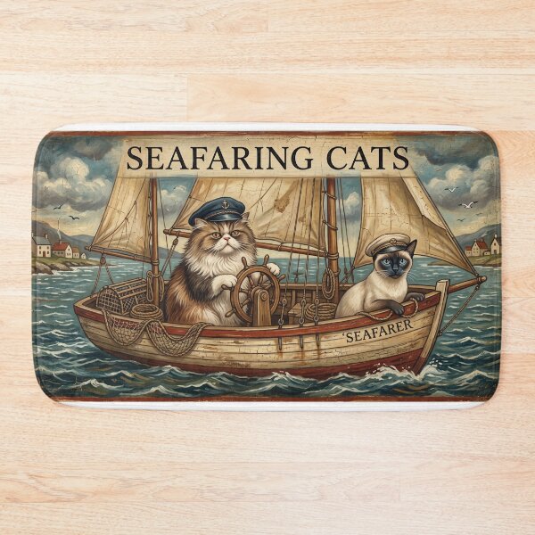 Item preview, Vintage Seafaring Cats Fishing Boat designed and sold by larbimalki.