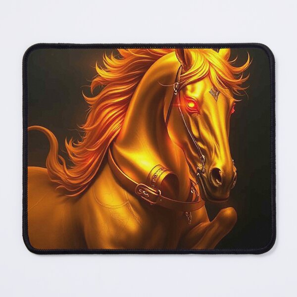 Item preview, Golden Fire Horse with Glowing Red Eyes – Mystical Flaming Stallion designed and sold by MFMart.