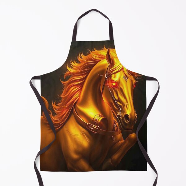 Item preview, Golden Fire Horse with Glowing Red Eyes – Mystical Flaming Stallion designed and sold by MFMart.