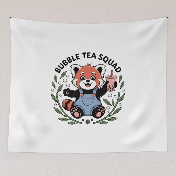 Item preview, Cute Red Panda Bubble Tea Squad Kawaii Boba Drinker designed and sold by FestivityFinds.