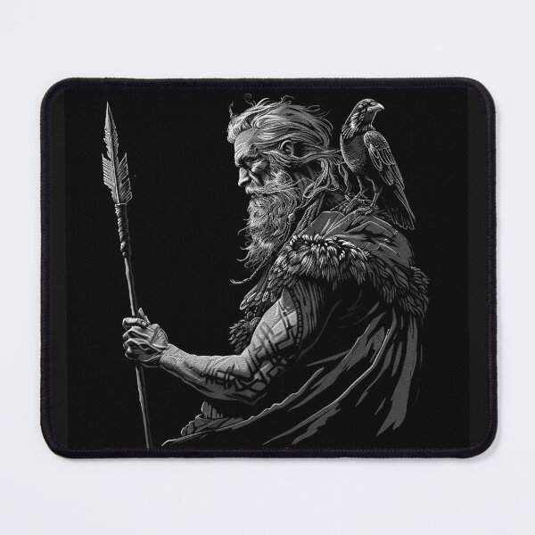 Item preview, Norse Raven Warrior with Spear Dark Viking Fantasy Art Design designed and sold by inkoutninja.