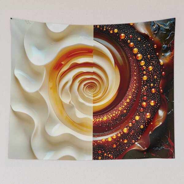 Item preview, Duality of Waves and Bubbles in Cream and Chocolate designed and sold by Vicky Brago-Mitchell®.