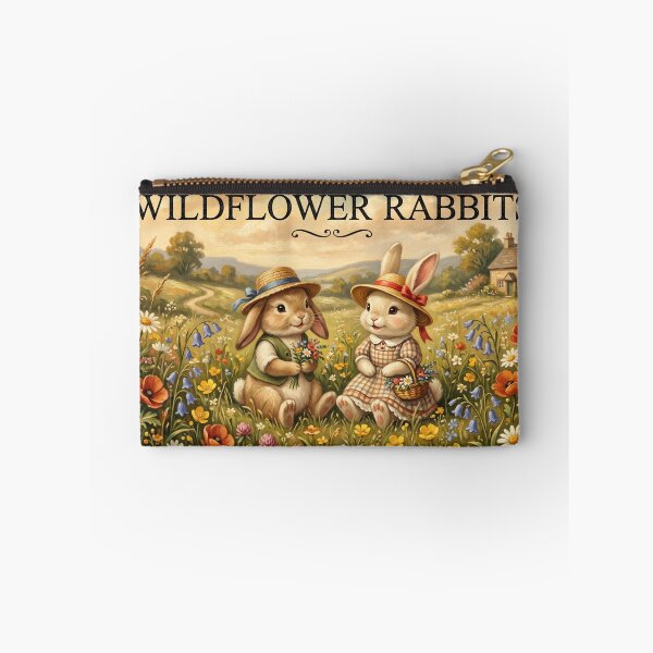 Item preview, Vintage Wildflower Rabbits Folk Art designed and sold by larbimalki.