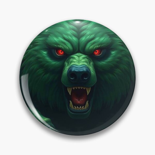 Item preview, Emerald Green Bear with Glowing Red Eyes – Fierce Mystical Predator designed and sold by MFMart.