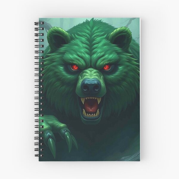 Item preview, Emerald Green Bear with Glowing Red Eyes – Fierce Mystical Predator designed and sold by MFMart.